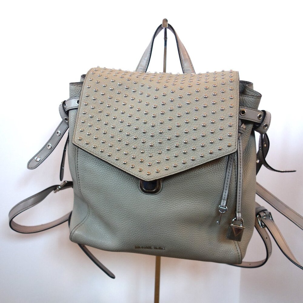Michael Kors Studded Bristol calfskin backpack Pearl Grey